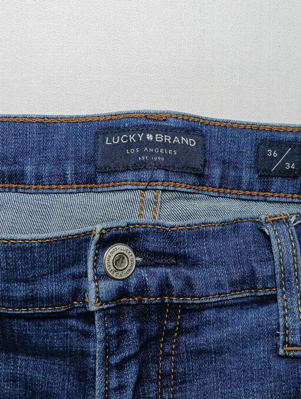 Lucky Brand 410 Mens Athletic Slim Fit Jeans 36X34 Dark Blue Stretch Denim